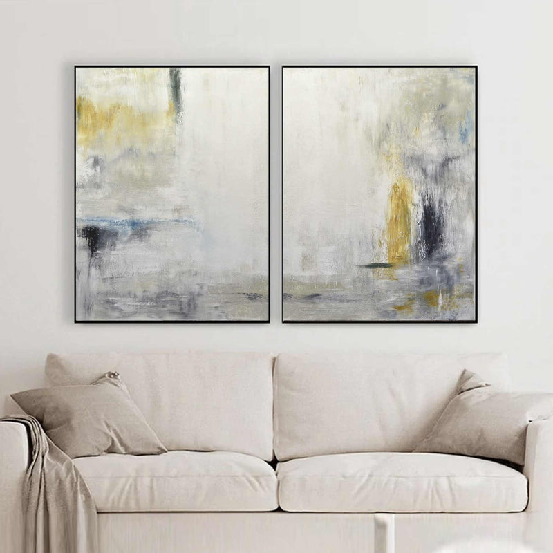 set of 2 Abstract Paintings Modern Hand Painted Home Decor