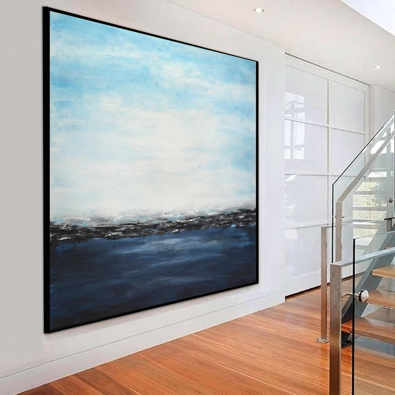 square Hand Painted Large Ocean View Painting Hotel Lobby