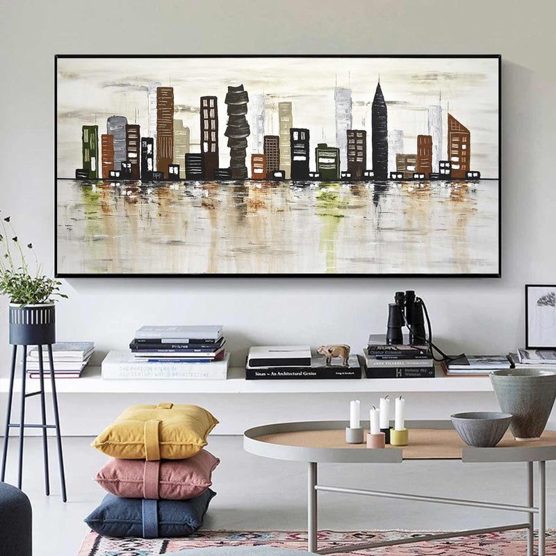 urban skyline painting