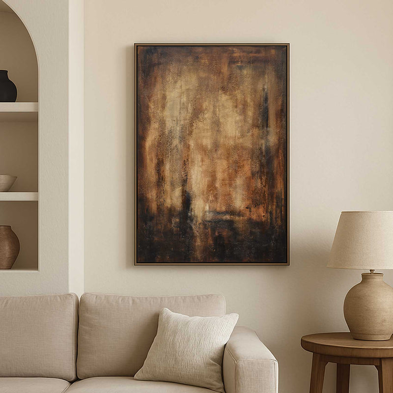 High End Brown Abstract Wall Art Earth Tones Modern Painting "Inner Static"