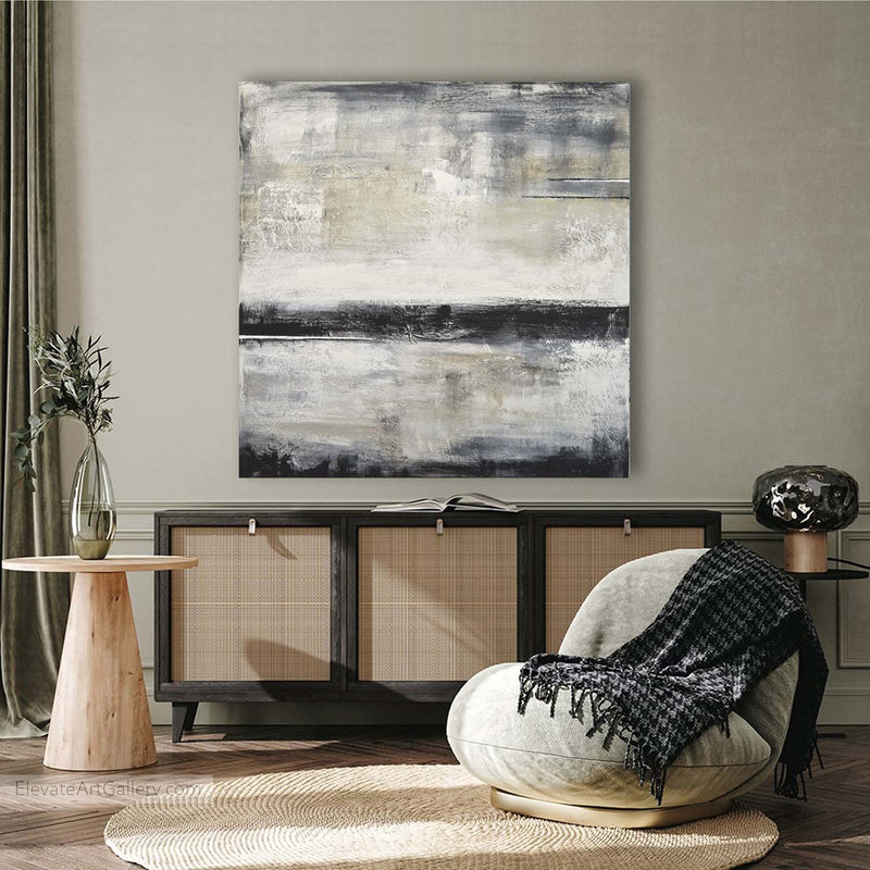 abstract wall art Framed XL Canvas Painting Muted Colors Indoor Art For Bedroom 60x60