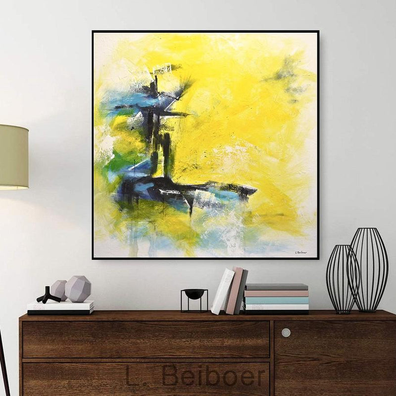 yellow artwork original painting interior design artist