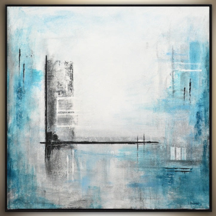 blue geometric painting