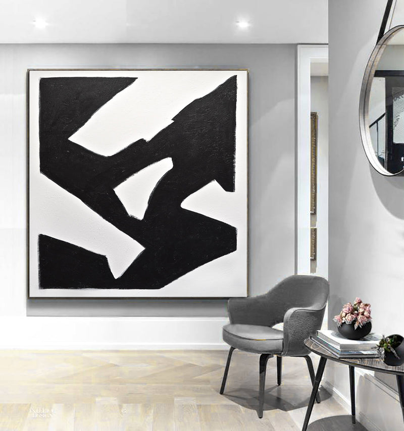 Mid Century Style Painting Vintage Abstract Canvas Art Modern Interior