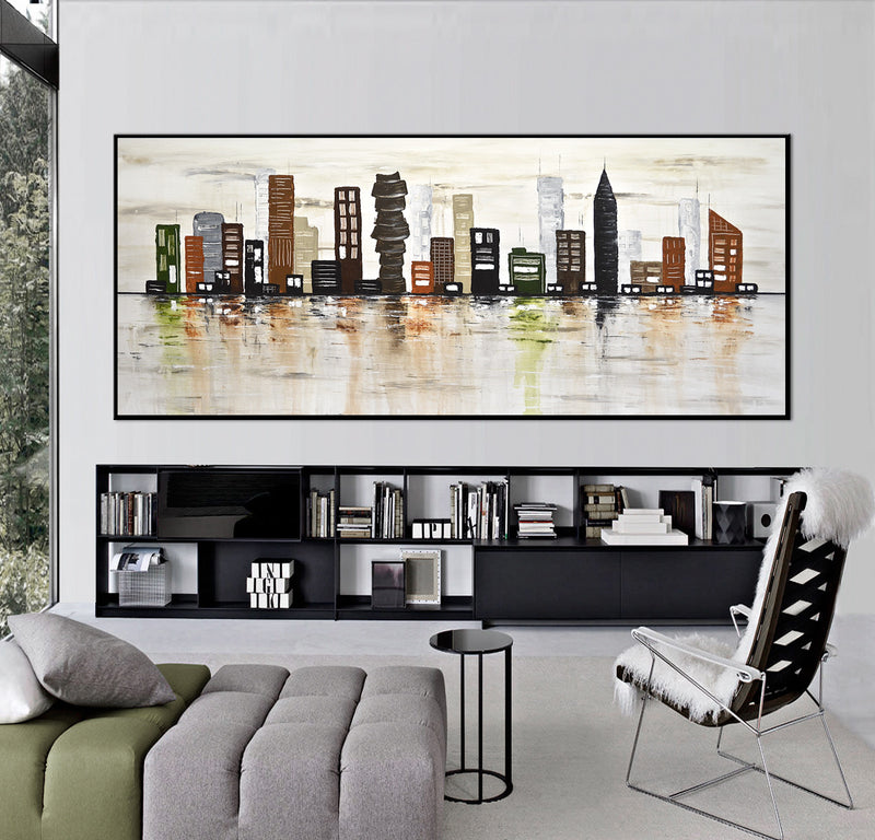 cityscape painting urban abstract skyline horizon