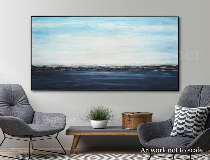 "Deep Blue" abstract blue landscape ocean painting