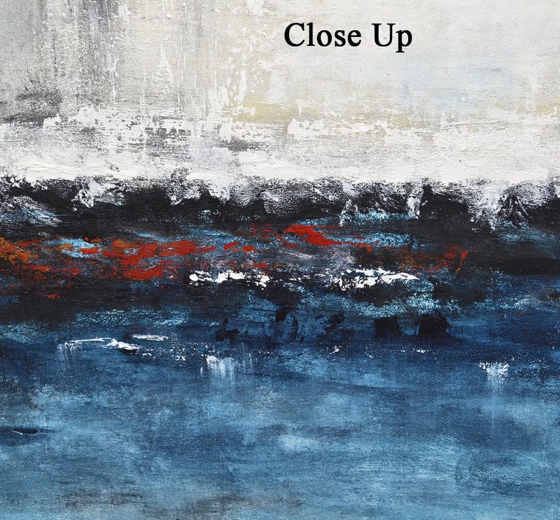 Abstract Painting Modern Blue Sand Wall Art "Escape"