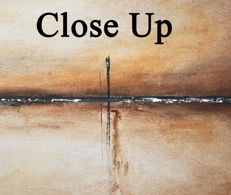 "Longest Night" Panoramic 20x60 brown abstract painting