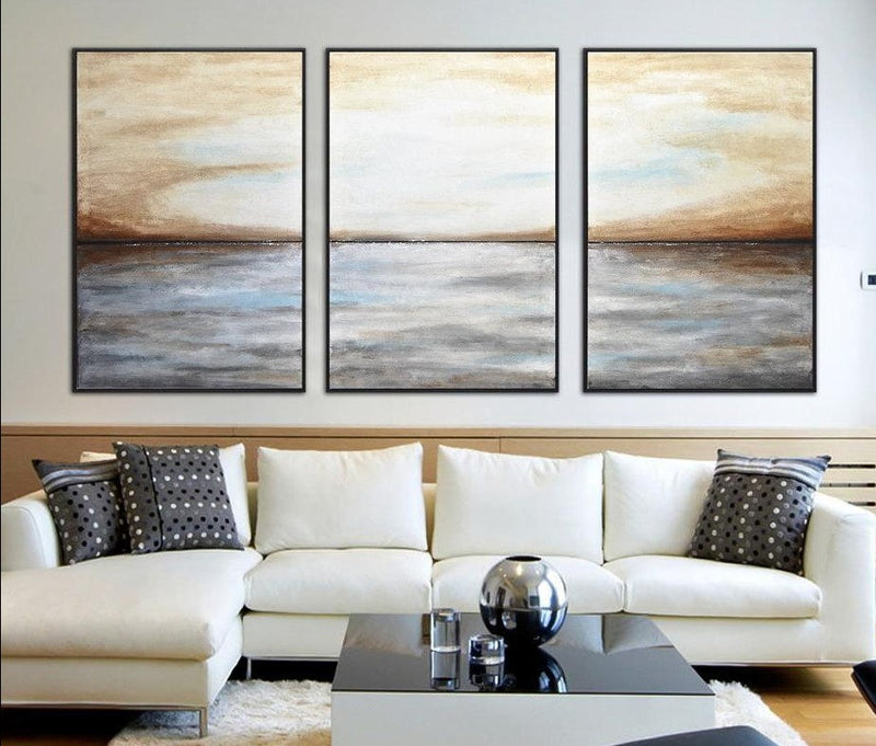 set of 3 paintings large abstract landscape art
