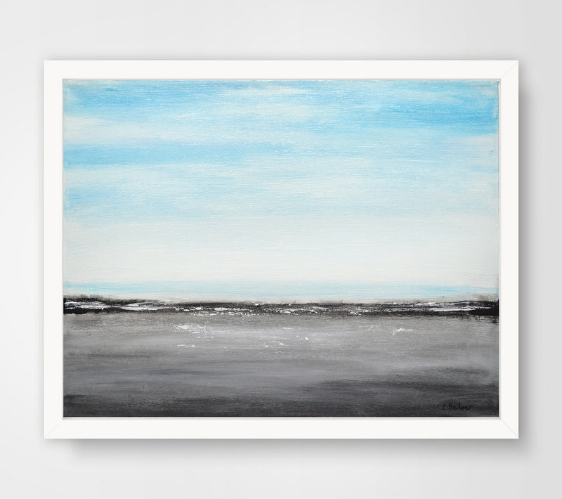 framed painting blue gray seascape landscape