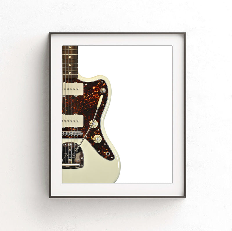 Fender Jazzmaster vintage white poster art