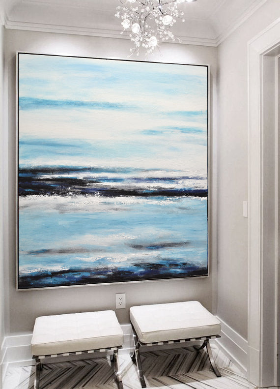 navy oil painting abstract art