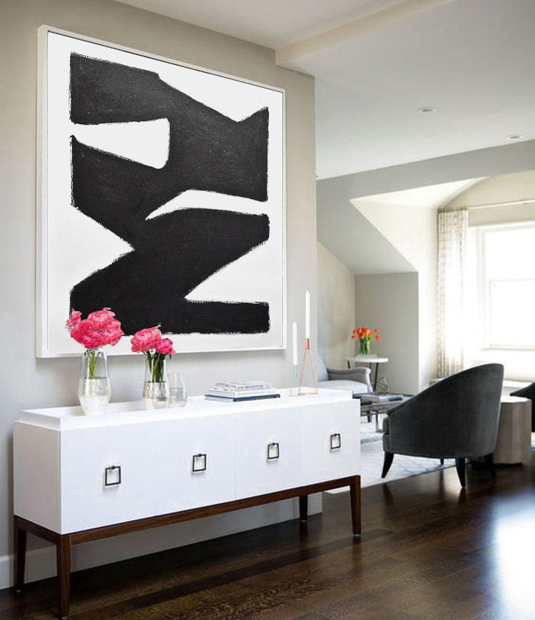 Expressive Abstract Modernist Painting Bold Statement Piece Framed Artwork