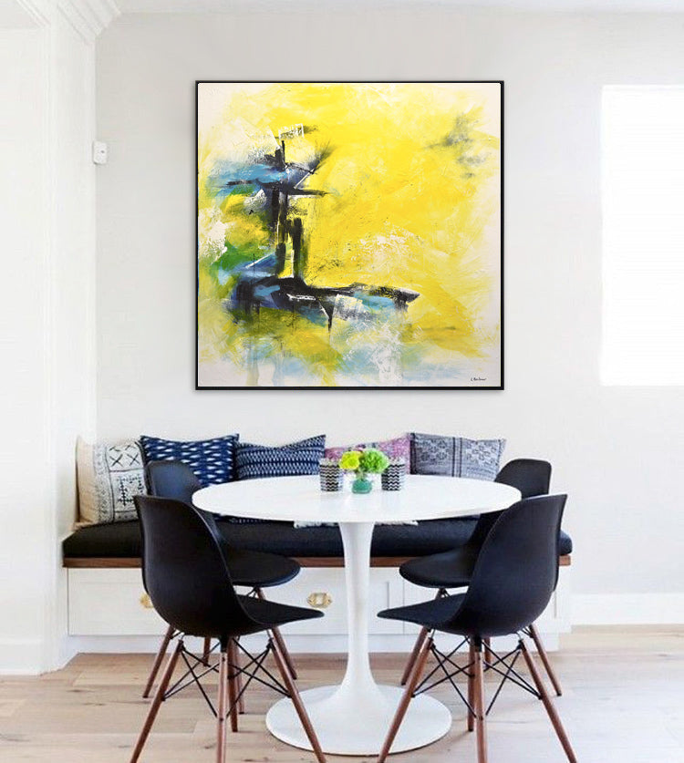 yellow abstract wall art