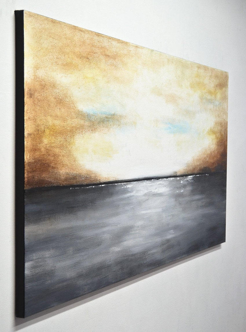 "November Skies" Brown gray landscape abstract painting