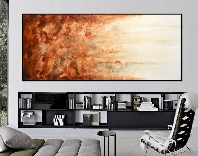 panoramic abstract brown amber painting