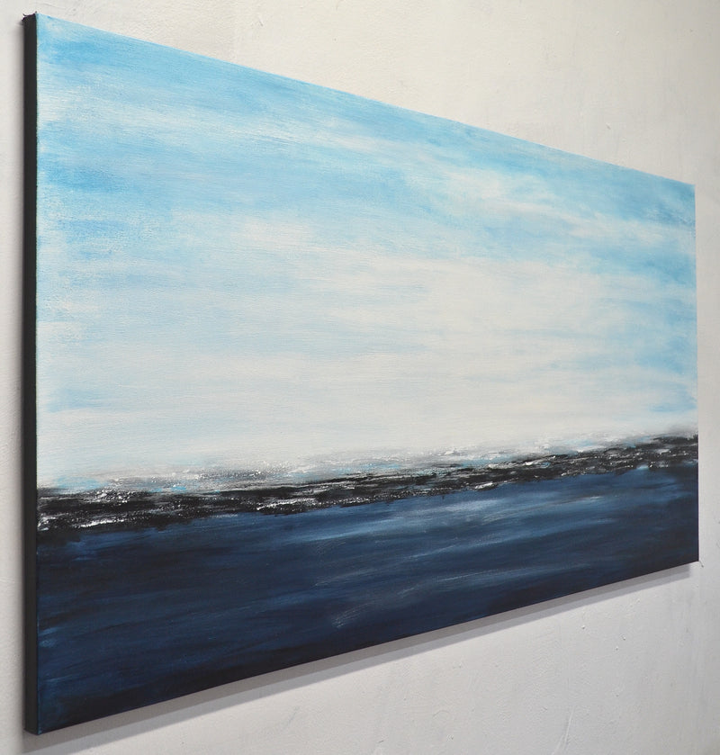 "Deep Blue" abstract blue landscape ocean painting