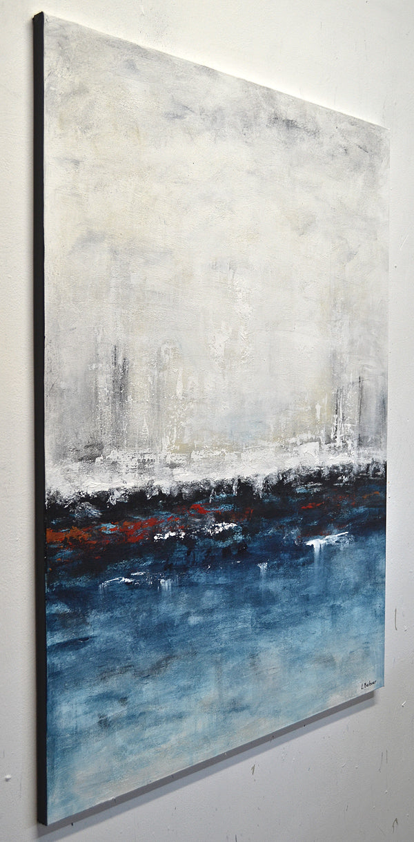 Abstract Painting Modern Blue Sand Wall Art "Escape"