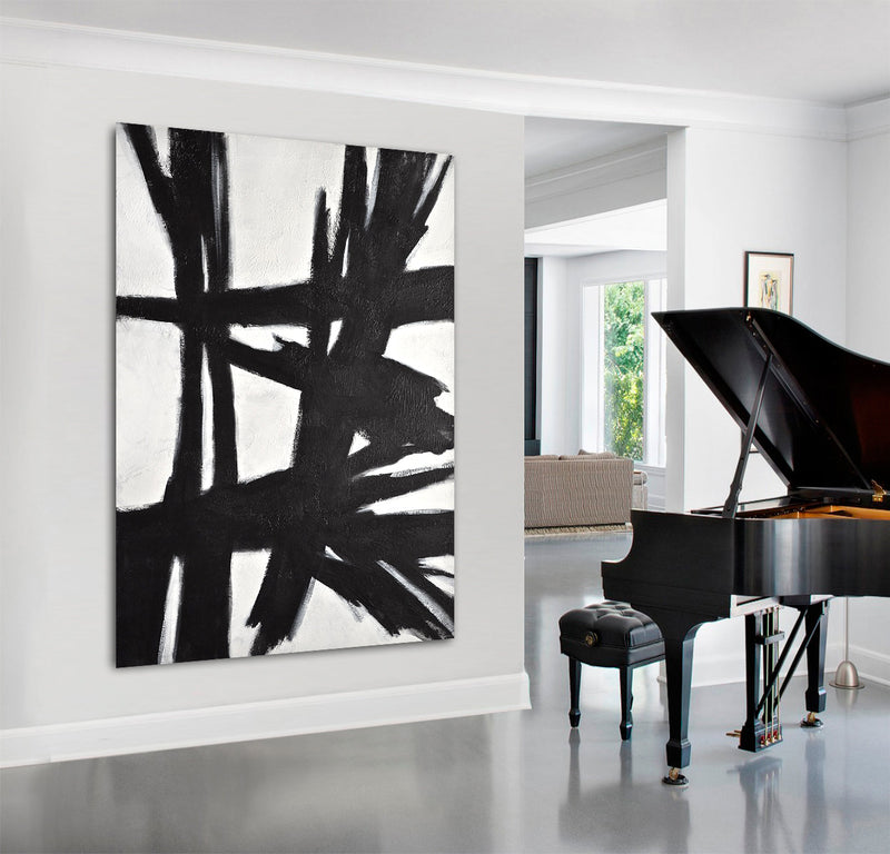 Centerpiece Painting For Office Space Black And White retro