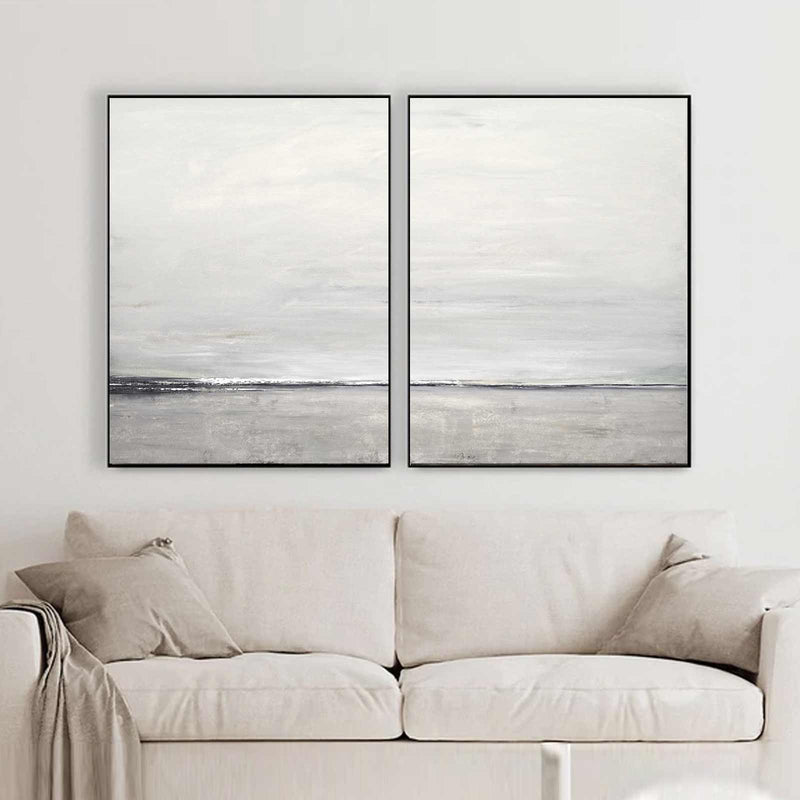 Hand Painted 2 panel Paintings Minimal Art On Canvas