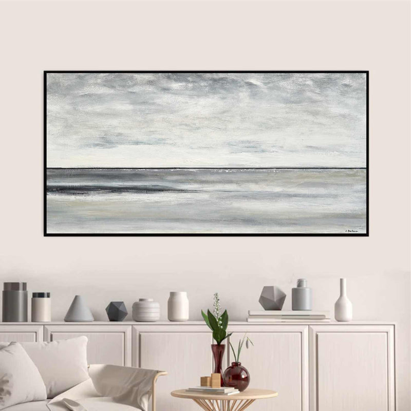 Hand Painted Gray Panorama Painting