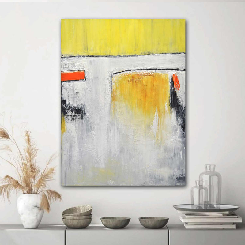 30x40 Original Yellow Abstract Framed oil Painting 