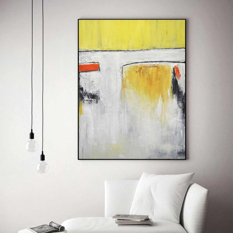 30x40 Original Yellow Abstract Framed Painting 