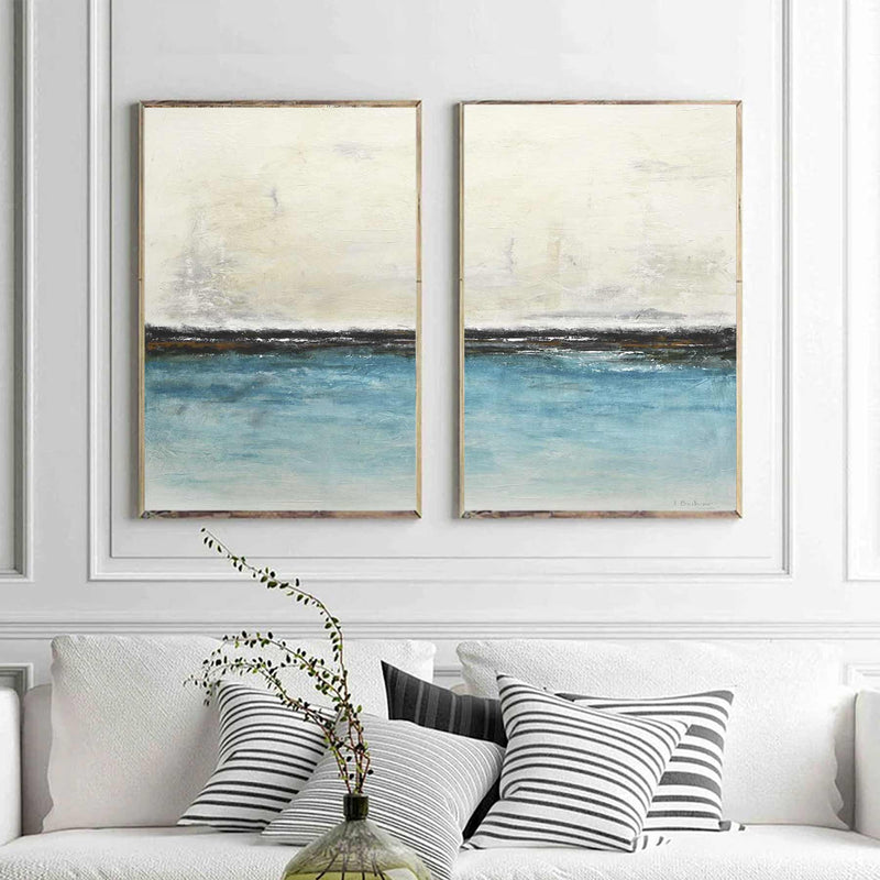 Beach House Art Pair Of Paintings Large Landscape Art