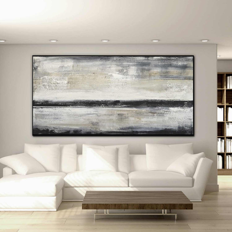 Black Band Wide Panorama Artwork Over Bed Line Horizon Textures