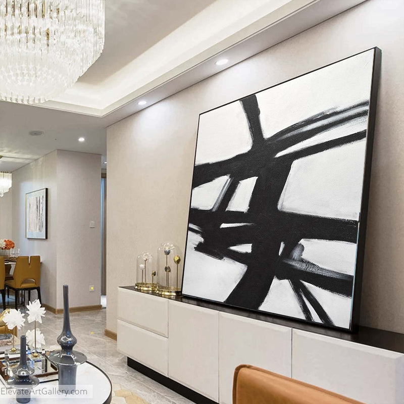 Black and White Painting Expressive Energetic Art Atomic Era Abstract
