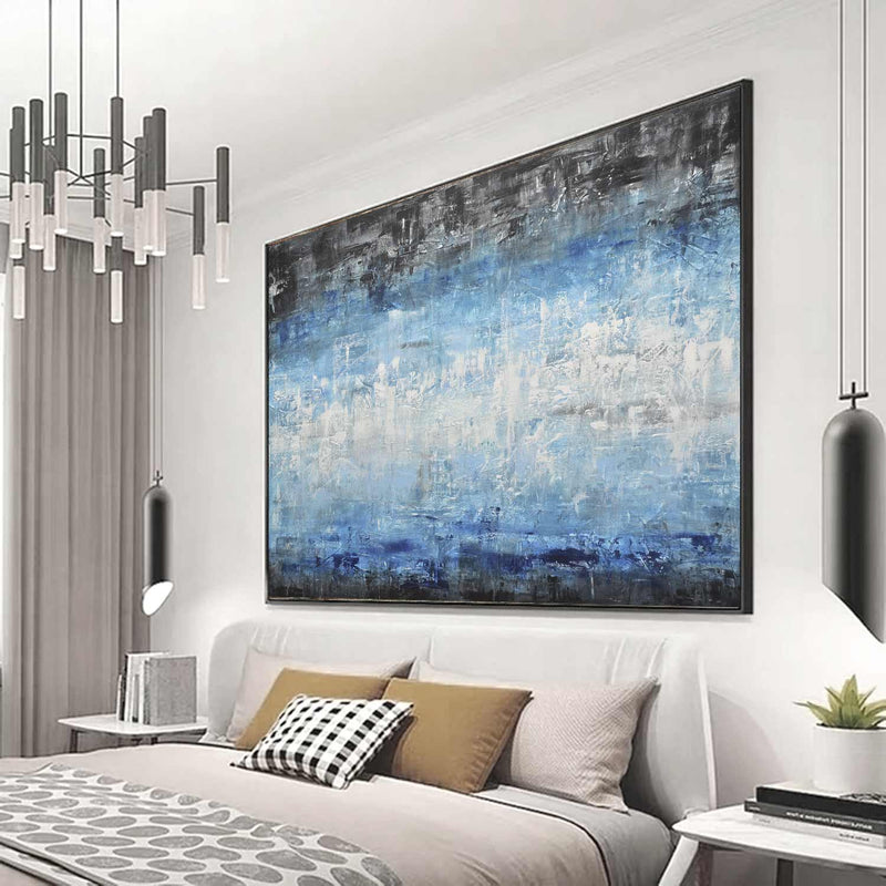 Blue White Contemporary Canvas Abstract