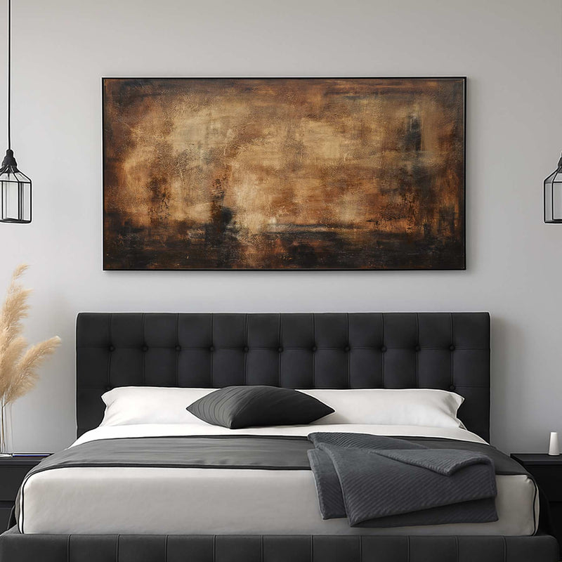 Brown Large Wide Abstract Art Decor For Large Walls Wabi Sabi