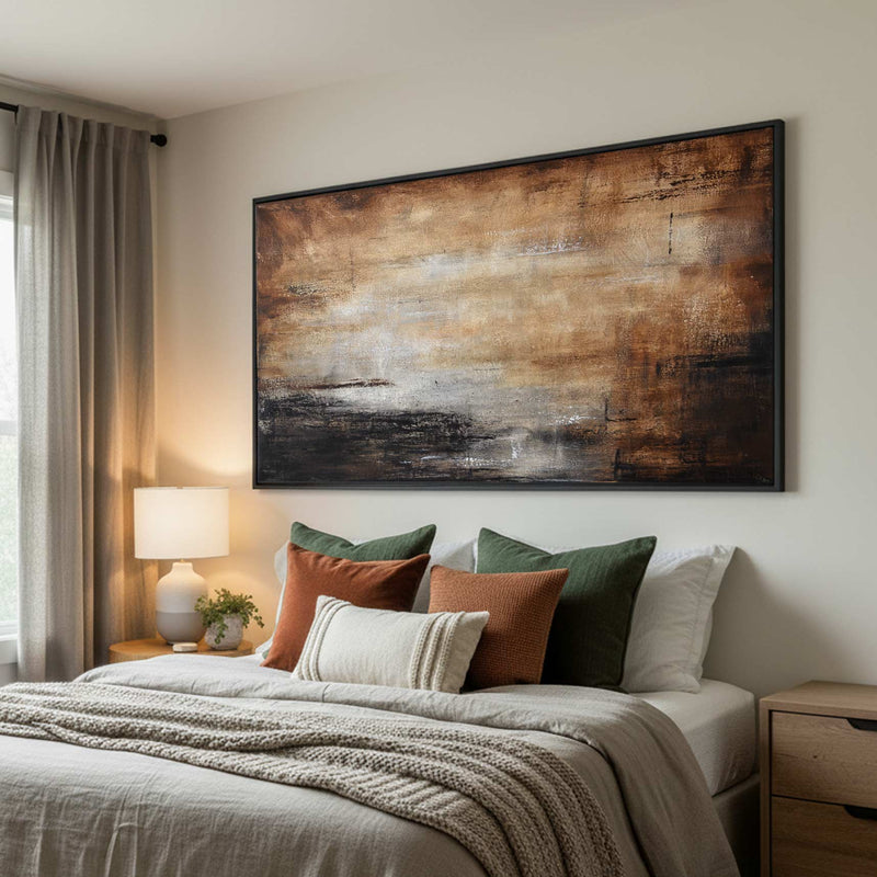 Brown Original Handmade Abstract Painting Landscape Art Earth Tones