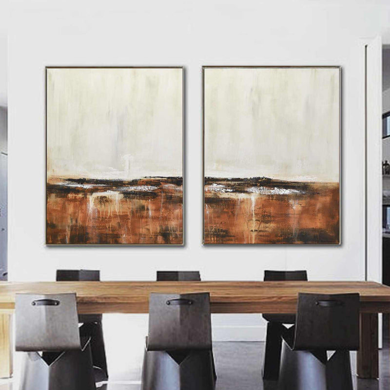 Earth Tones Diptych Oversized Abstract Paintings Online Gallery