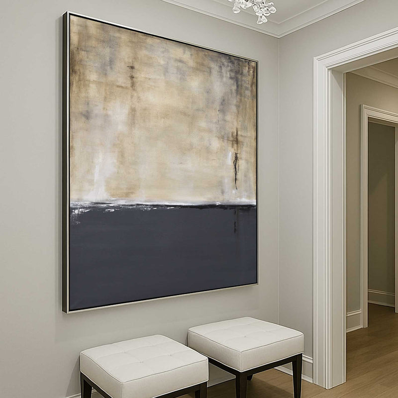 Earth Tones Painting Modern Gray Brown Square Art Framed