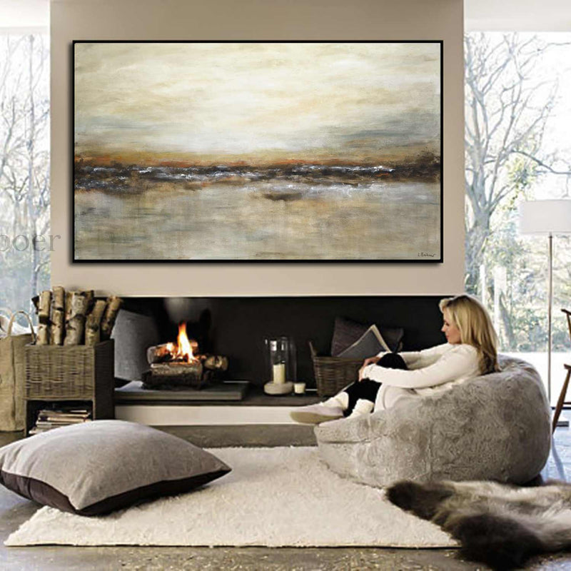 Earthy Painting Large Abstract Art Brown On Canvas Scenery