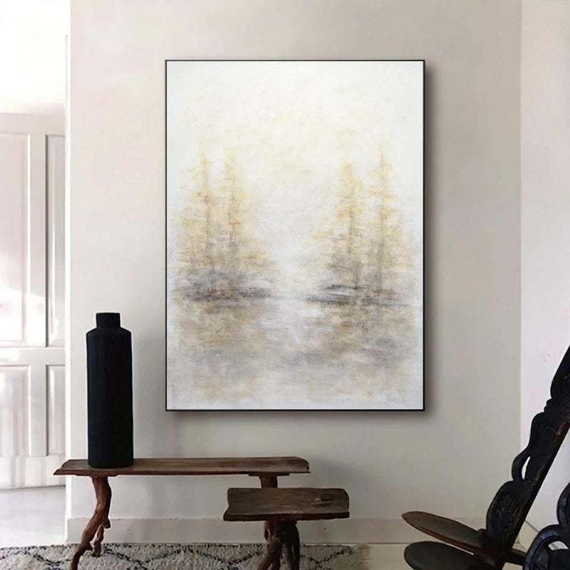 Handmade Soft Color Painting For Livingroom Unique Framed Canvas