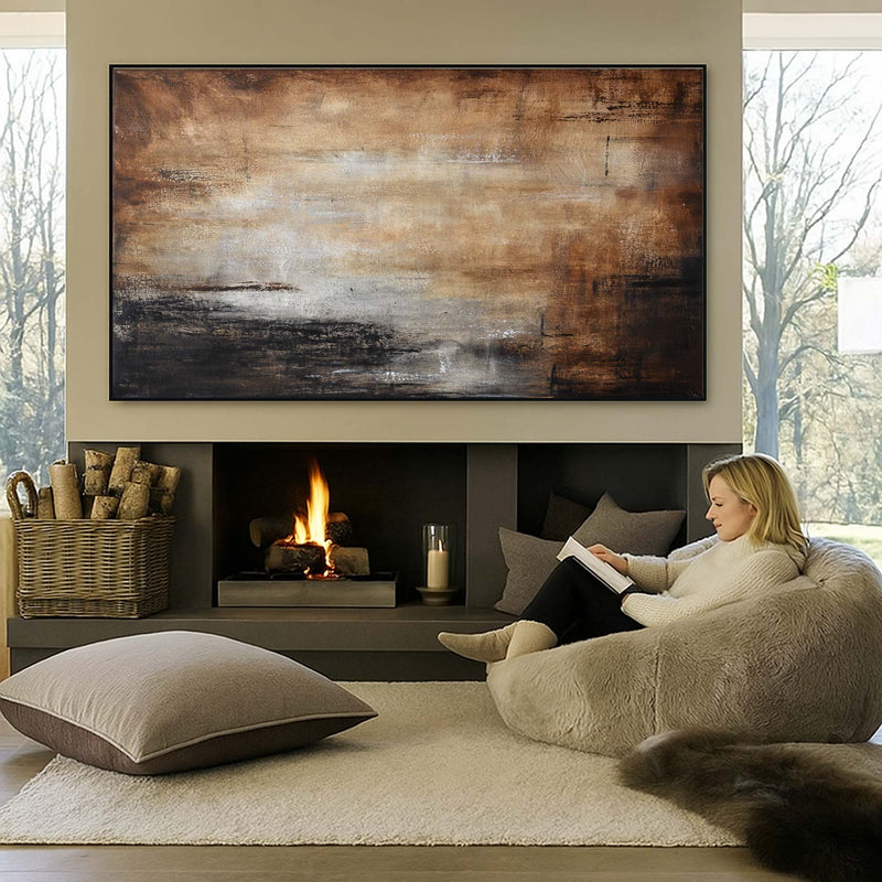 Horizontal Beige Brown Painting For Living Room Art Above Couch