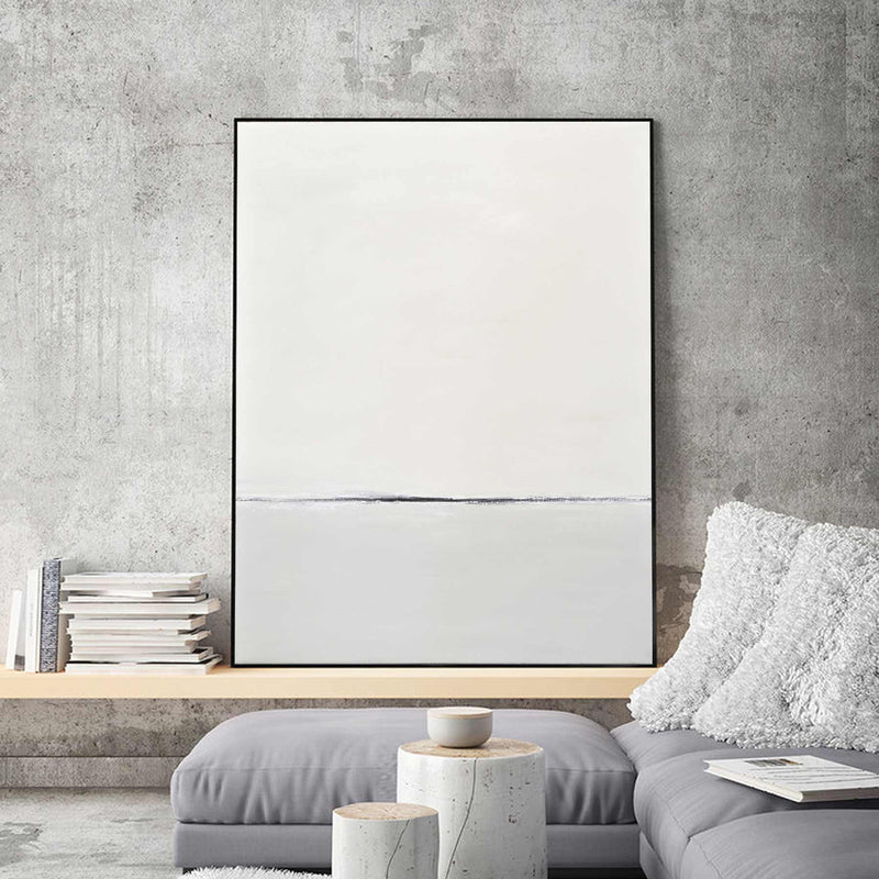 Minimalist Clean Vertical Painting Beige Gray Calming Landscape