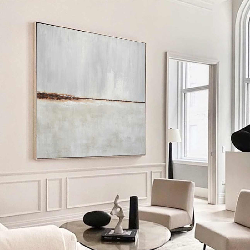 Minimalist Soft Tones Painting Bright Wall Art Beige Big Artwork