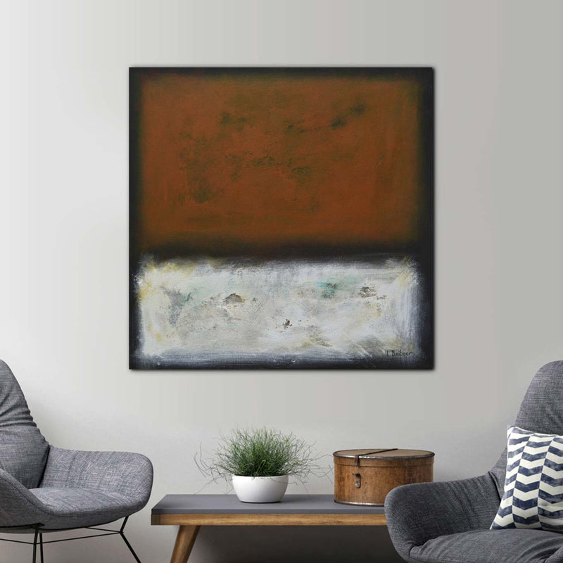 Modernist Painting Art On Canvas Present Day Artwork Red White