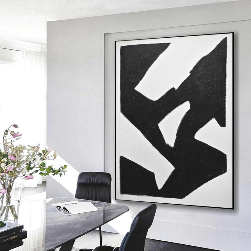 Modernist Painting Canvas Art Black White