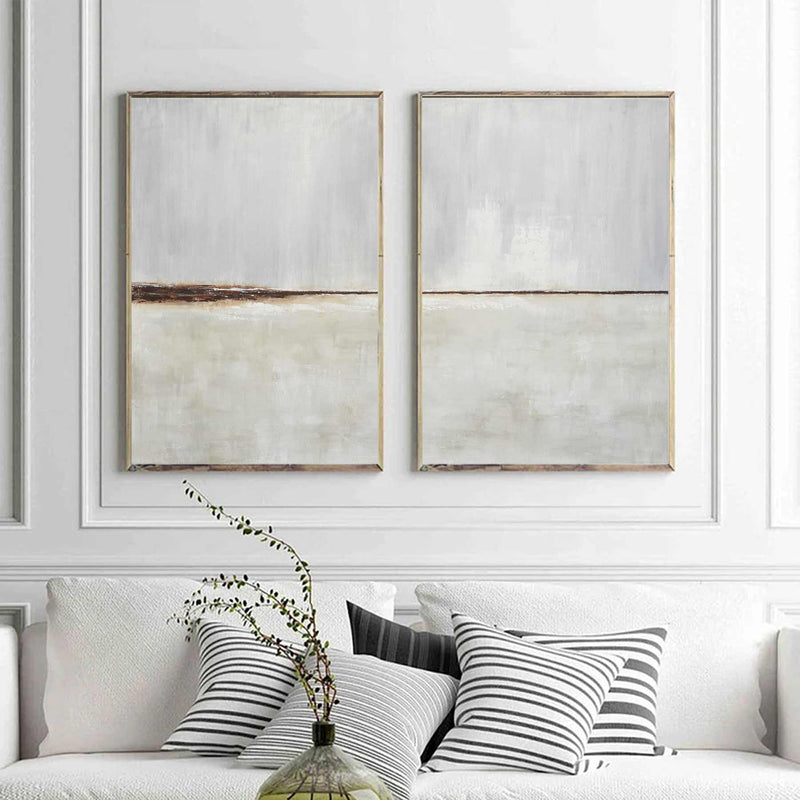 Neutral Tones Minimal Landscape Diptych Wall Art