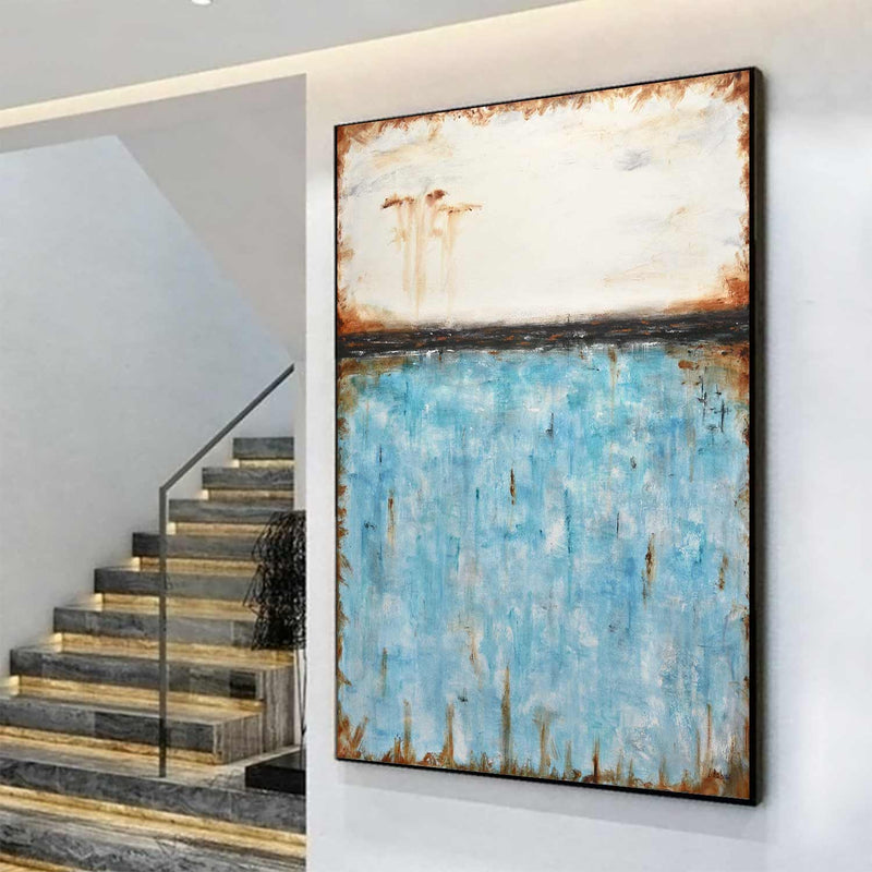Nordic Abstract Art Painting By American Artist Hand Crafted Vibrant