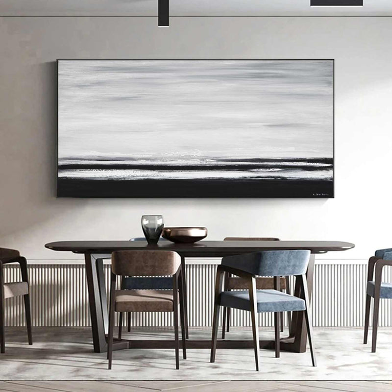Painting Over Couch Wide Artwork On Canvas Black White Coastal Seaside 