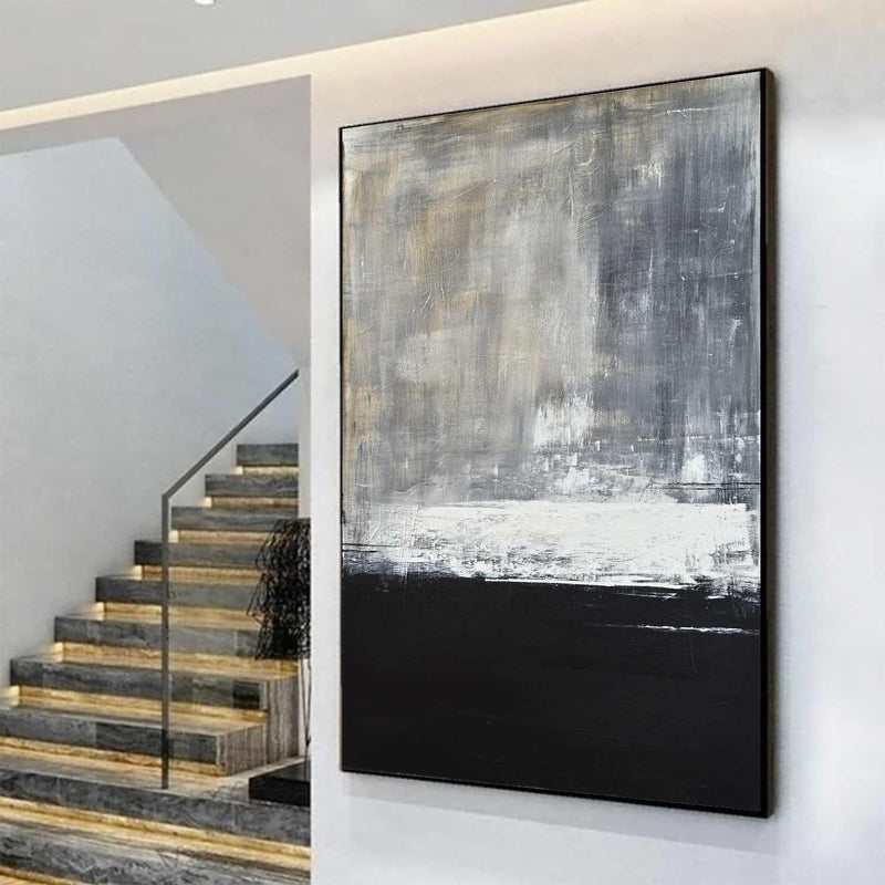 Rich Abstract Art Giant Wall Painting Wood Framed Industrial Design