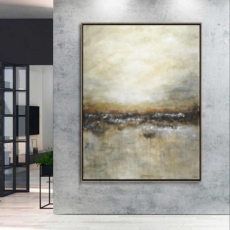 Rich Wall Art Painting Luxury Acrylic Warm Brown Field Landscape