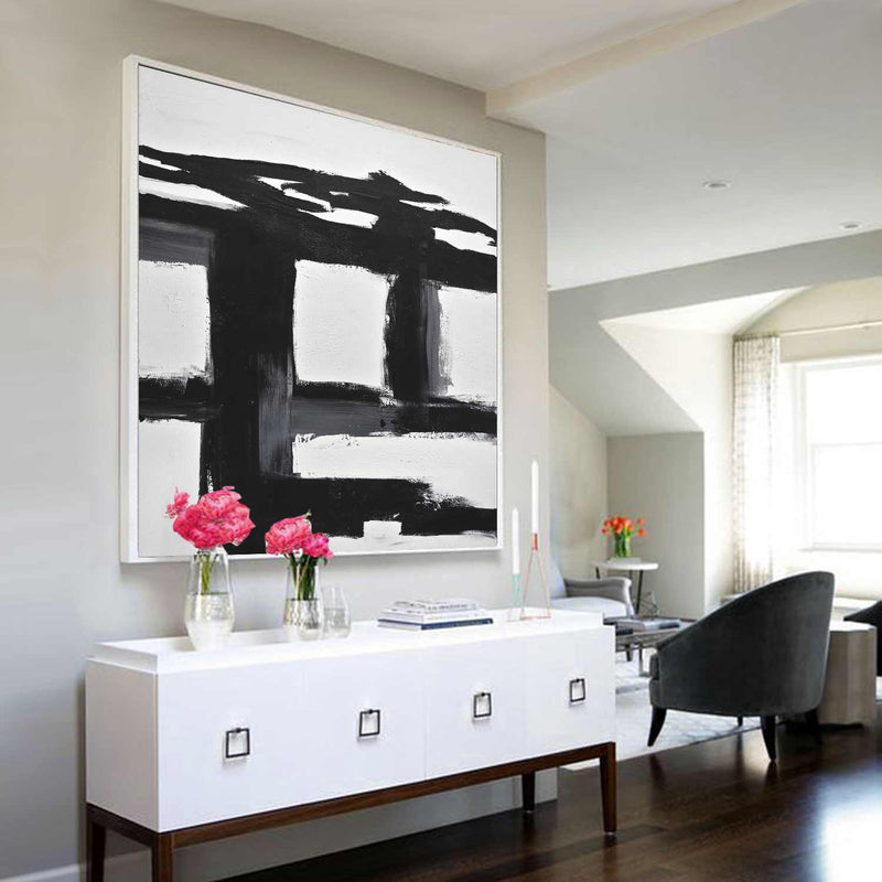 Vintage Wall Art Monochrome Very Large Painting For Wall Decoration