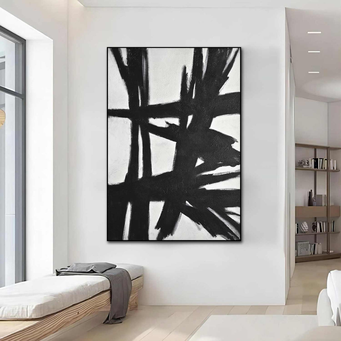 Large Black and White Painting Minimalist | Beiboer Fine Art
