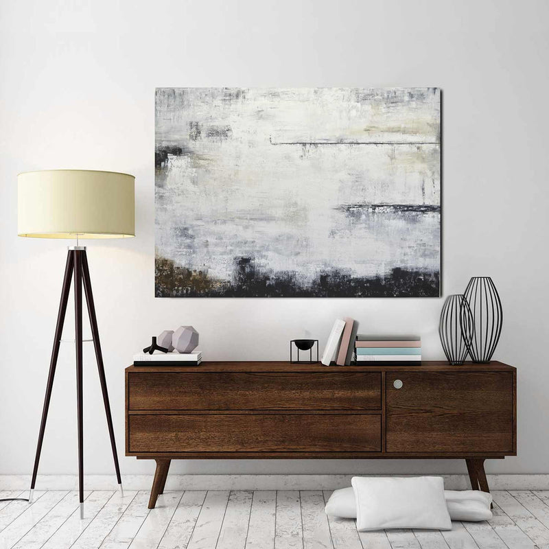 abstract painting above dresser